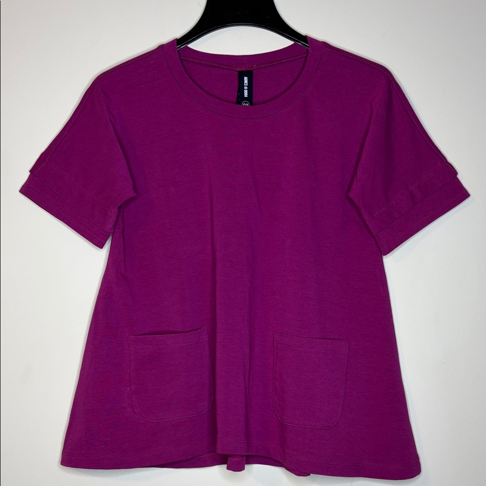 Agnes & Dora Women’s Short Sleeve Pocket Tee — Magenta Size XXS